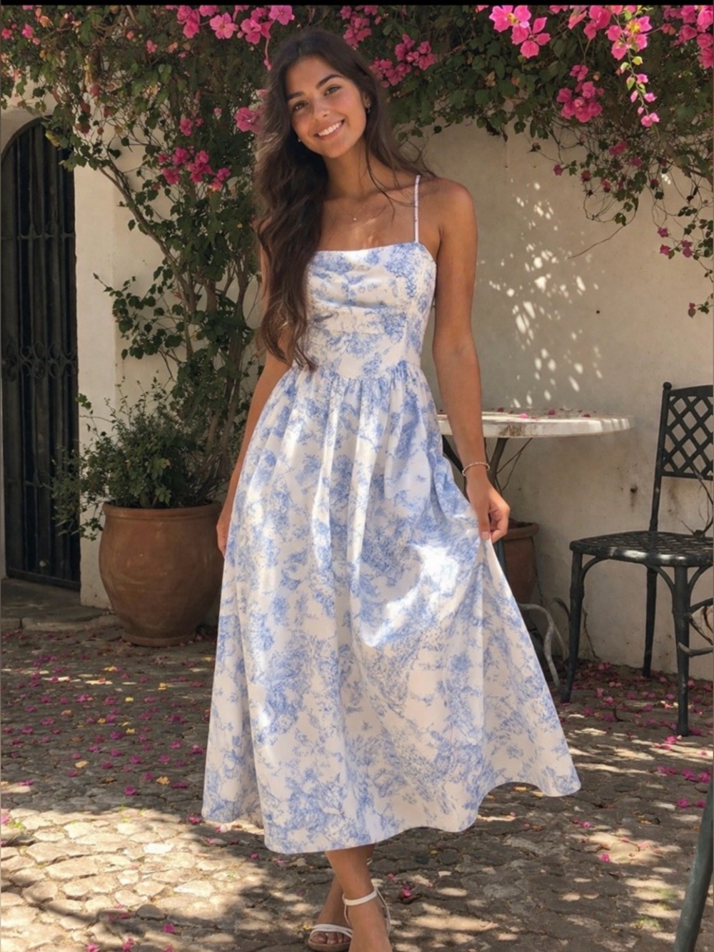 Stylish Blue and White Dress